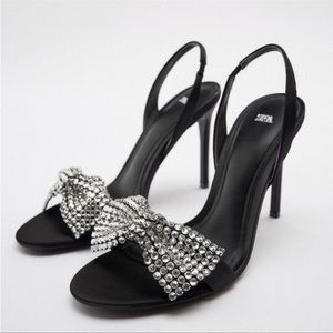 Zara Bow Rhinestone High Heel Sandal